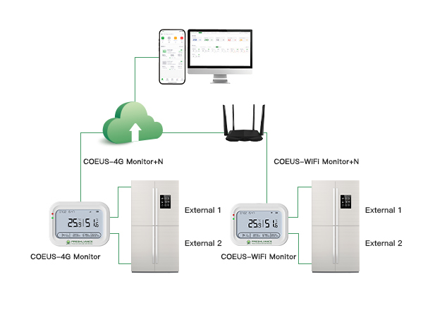 Registrador inalámbrico de datos de temperatura y humedad COEUS-WIFI/4G
